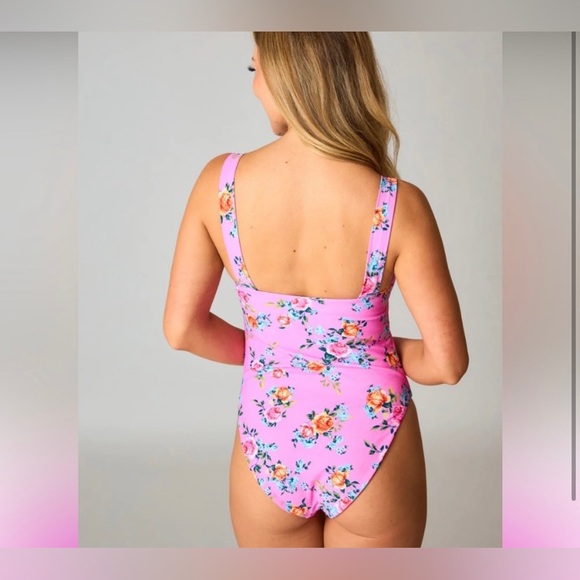 Buddy Love Pink Floral KeKe One-Piece Swimsuit L - Picture 2 of 8